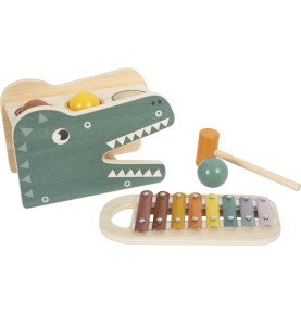 2-in-1 Wooden Hammering Bench & Baby Xylophone - Safari - Close-up on Quality & Finish