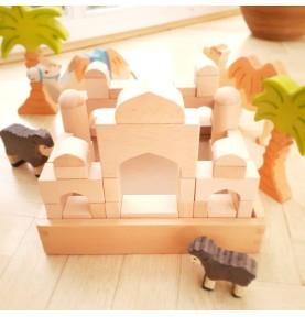 Arabian Nights Palace Wooden Building Blocks Set - 54 Pieces - Detailed View & Craftsmanship