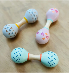 Wooden Baby Maracas Rattle - Sensory Musical Toy - Detailed view - Montessori toy