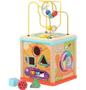 Garden Minibeasts Wooden Sensory Motor Skills Cube - Montessori Wooden Educational Toy