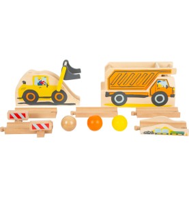 Construction Site Ball Track & Dumper Marble Run - Overview - Montessori Toy