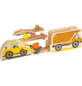 Construction Site Ball Track & Dumper Marble Run - Montessori Wooden Educational Toy