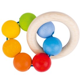 Double Ring Wooden Baby Grasping & Rattle Beads - Montessori Wooden Educational Toy