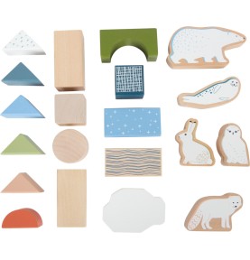 Ice Floe Pastel Wooden Building Blocks - 50 Pieces - Play Details & Elements