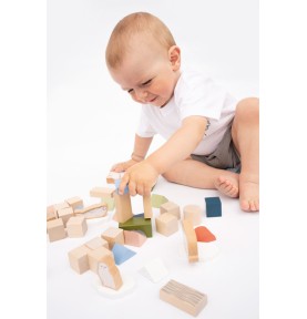 Ice Floe Pastel Wooden Building Blocks - 50 Pieces - Detailed View & Craftsmanship