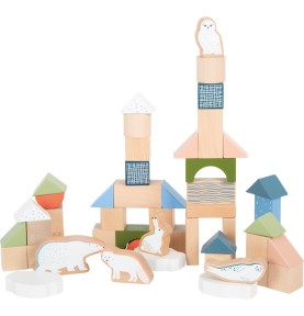 Ice Floe Pastel Wooden Building Blocks - 50 Pieces - Wooden Montessori Toy