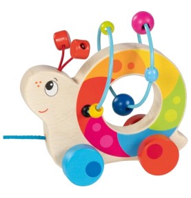 Pull-Along Wooden Snail & Motor Skills Bead Maze - Wooden Montessori Toy