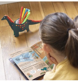 Wooden Dinosaur Desk Pencil Pot DIY Craft Kit - Elements & Play Details