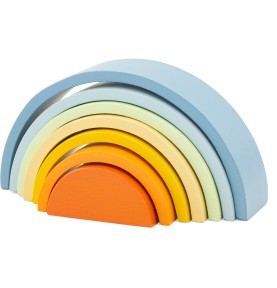 Wooden Rainbow Stacking Arches - Blue & Terracotta - Montessori Wooden Educational Toy