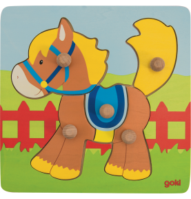 Wooden Baby Horse Inset Puzzle - 5 Chunky Pieces - Montessori Wooden Educational Toy
