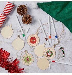 Set of 6 Paintable Wooden Christmas Baubles - DIY Crafts - Close-Up Quality & Finish