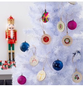 Set of 6 Paintable Wooden Christmas Baubles - DIY Crafts - Detailed View & Craftsmanship