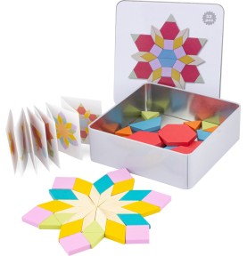 52-Piece Wooden Tangram Set in Metal Travel Box - Montessori Educational Toy