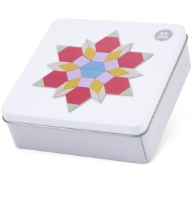 52-Piece Wooden Tangram Set in Metal Travel Box - Detailed view - Montessori toy