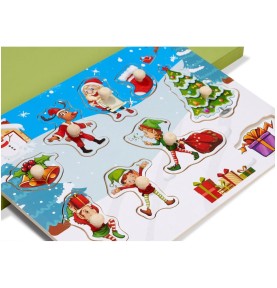 Wooden Christmas Peg Puzzles Set - Sensory learning and motor skills details