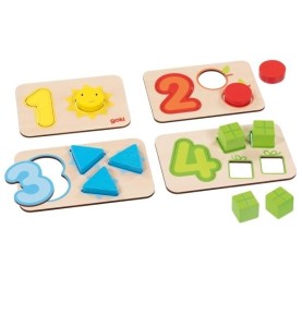 Wooden Shape & Number Inset Puzzle - Detailed view - Montessori toy