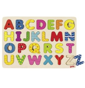 Wooden Alphabet Pattern Inset Puzzle Board - Montessori Educational Toy