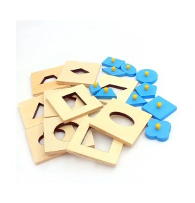 Wooden Geometric Inset Shape Puzzles - 10-Piece Set - Detailed view - Montessori toy