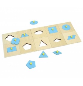 Wooden Geometric Inset Shape Puzzles - 10-Piece Set - Sensory learning and motor skills details