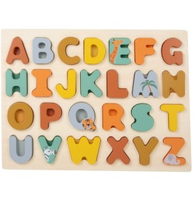 Safari Wooden Alphabet Inset Puzzle - Montessori Educational Toy