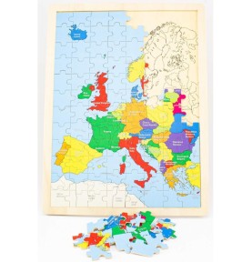 96-Piece Wooden Europe Map Puzzle - Detailed view - Montessori toy