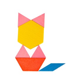 Montessori Wooden Pattern Blocks & Tangram Set - Close-up details of natural materials