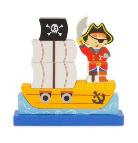 Magnetic Wooden Pirate Ship Jigsaw Puzzle - Montessori Educational Toy