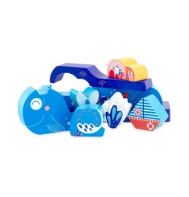 Magnetic Wooden Ocean Whale Jigsaw Puzzle - Detailed view - Montessori toy