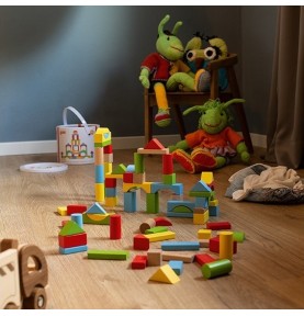Solid Wood Building Blocks Set - 100 Classic Shapes - Detailed view - Montessori toy