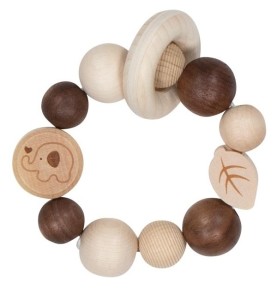 Natural Wooden Elephant Baby Rattle - Montessori Educational Toy