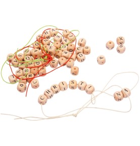 Wooden Alphabet Letter Beads Set - 300 Pieces - Sensory learning and motor skills details