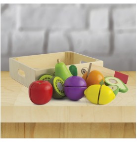 Montessori Wooden Slice & Cut Fruit Set - Detailed view and wooden finish