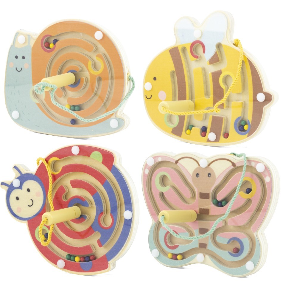 Magnetic Wooden Bead Maze - Precision Stylus Wand Toy - Montessori Educational Toy