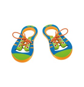 Wooden Shoe Lacing Toy - Learn to Tie Shoelaces - Montessori Educational Toy