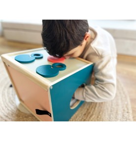 Montessori Wooden 4-Senses Mystery Tactile Box - Detailed View & Craftsmanship