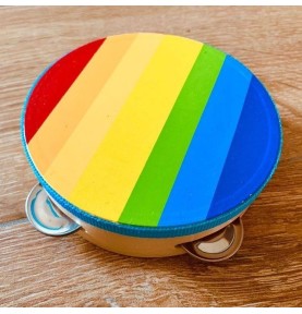 Rainbow Wooden Tambourine - Percussion Music Instrument - Detailed view - Montessori toy
