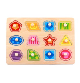 Montessori 12 Geometric Shapes Wooden Inset Puzzle - Wooden Montessori Toy