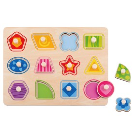 Montessori 12 Geometric Shapes Wooden Inset Puzzle - Detailed View & Craftsmanship