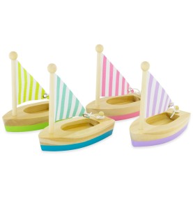 Natural Wooden Sailing Boat Bath & Water Toy - Montessori Wooden Educational Toy