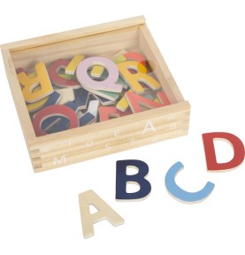 Montessori Magnetic Wooden Alphabet Letters Set - Detailed view and wooden finish