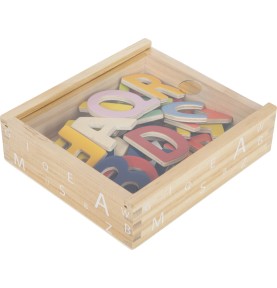 Montessori Magnetic Wooden Alphabet Letters Set - Close-up details of natural materials