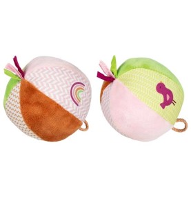 Soft Fabric Baby Chime Bell Ball - Pink Harmony - Wooden Montessori Toy