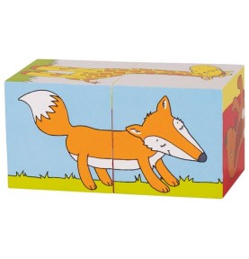 Wooden Animal 2-Cube Puzzle - 6 Animals in 1 - Detailed View & Craftsmanship