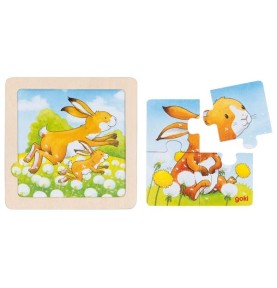 First Wooden Animal Puzzle for Toddlers - Sensory learning and motor skills details