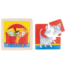 First Wooden Animal Puzzle for Toddlers - Close-up details of natural materials