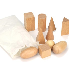 Montessori wooden geometric shapes bag