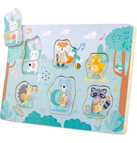 Pastel Musical Animals Wooden Sound Peg Puzzle - Detailed View & Craftsmanship