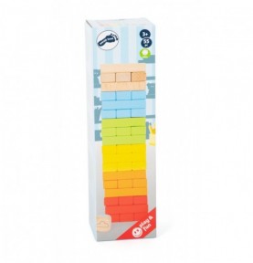 Rainbow Wooden Tumbling Tower & Stacking Game (Pastel Edition) - Close-up on Quality & Finish