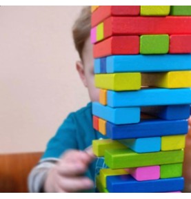 Rainbow Wooden Tumbling Tower & Stacking Game (Pastel Edition) - Detailed View - Montessori Toy