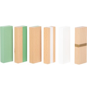 Rainbow Wooden Tumbling Tower & Stacking Game (Pastel Edition) - Elements & Play Details